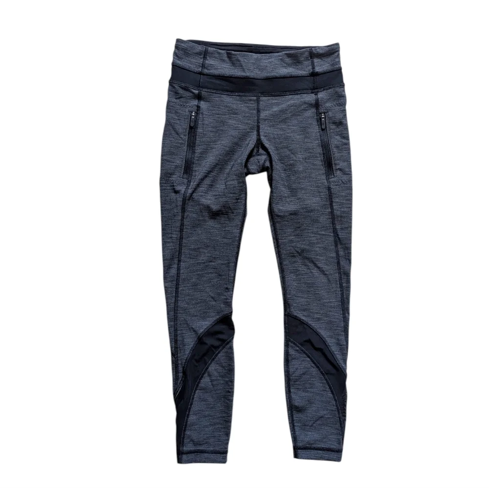 NEW Lululemon Inspire Tight II heathered black zipper pocket mesh leggings